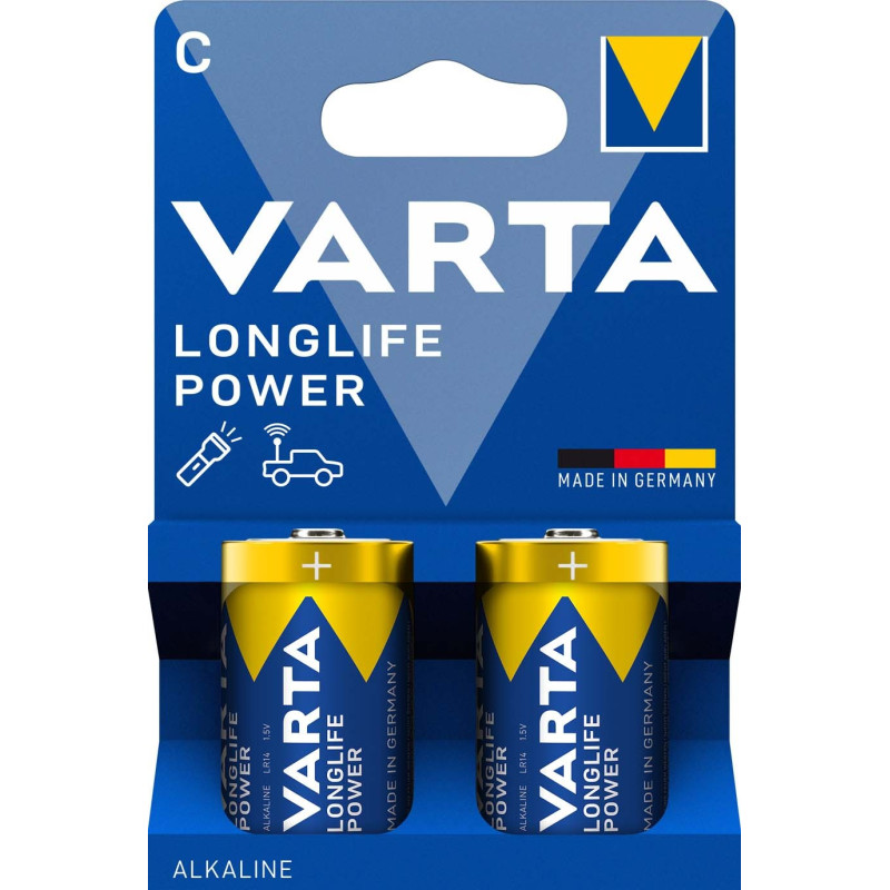 2 Piles Alcalines C / LR14 Varta LongLife Power