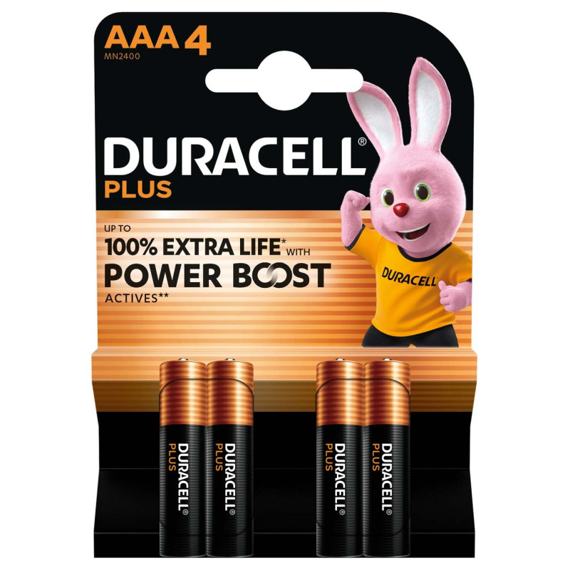 4 Piles Alcalines AAA / LR03 Duracell Plus