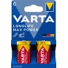 2 Piles Alcalines C / LR14 Varta LongLife Max Power