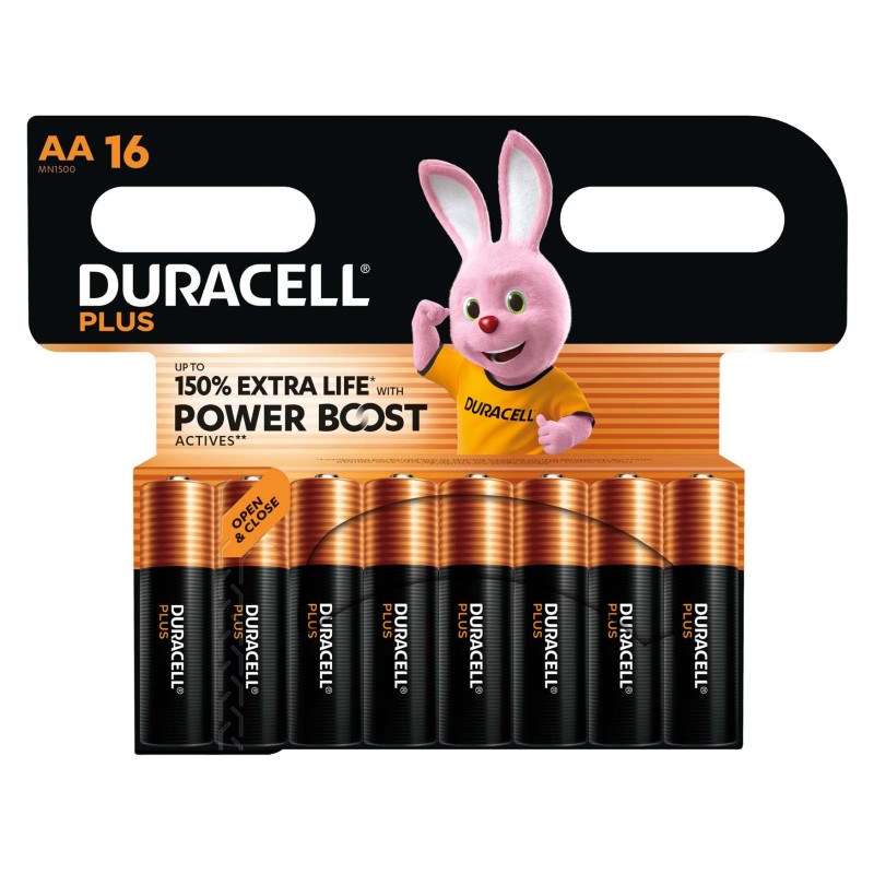 16 Piles Alcalines AA / LR6 Duracell Plus