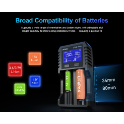 Chargeur de Piles Xtar VX2 Pro SET adaptateur secteur