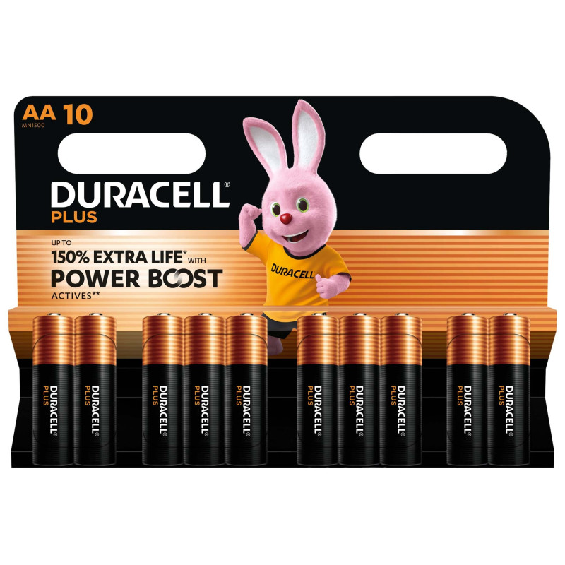 10 Piles Alcalines AA / LR6 Duracell Plus