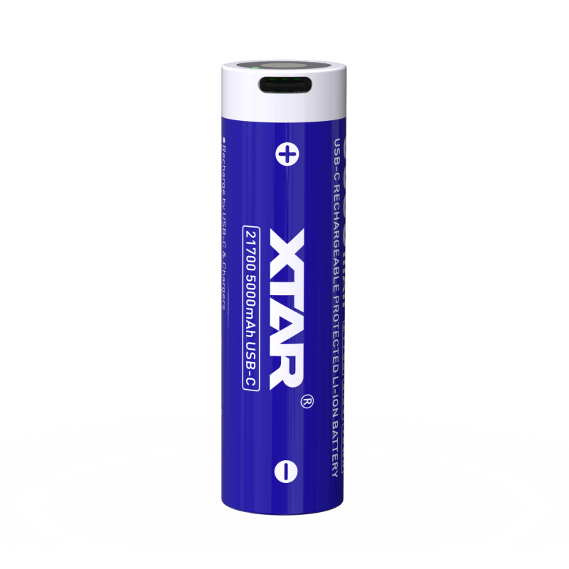 Pile Rechargeable USB-C 21700 Xtar Lithium 3,7V 5000mAh 10A