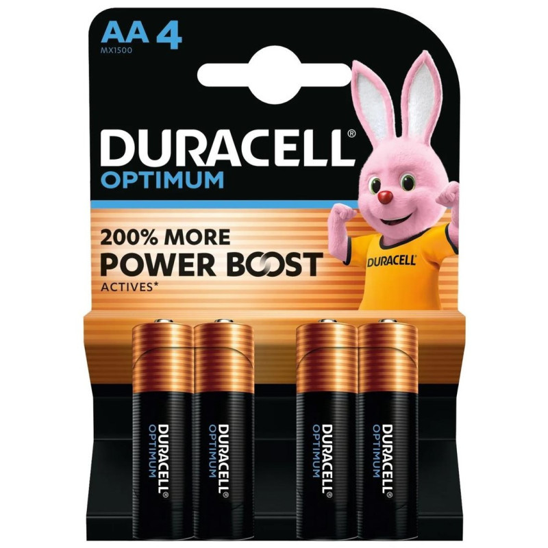4 Piles Alcalines AA / LR6 Duracell Optimum