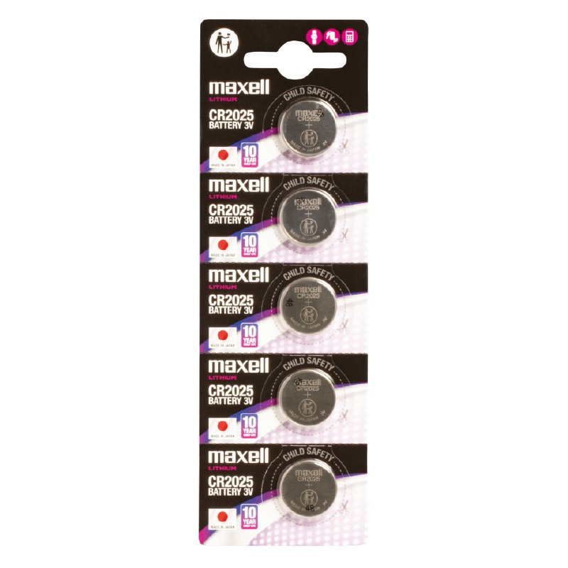 5 Piles CR2025 Maxell Bouton Lithium 3V