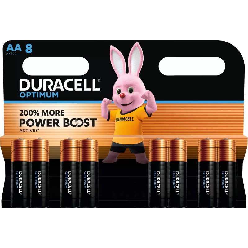 8 Piles Alcalines AA / LR6 Duracell Optimum