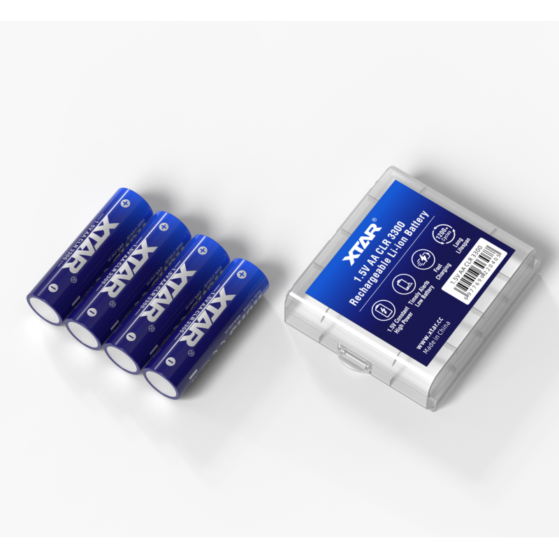 4 Piles Rechargeables AA / HR6 CLR 3300mWh 2000mAh Xtar Li-ion 1.5V