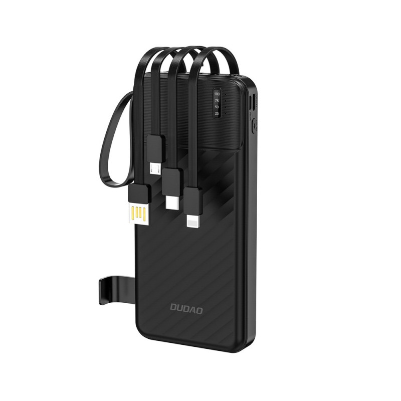 Batterie Externe Powerbank Dudao K11 10000mAh Noir avec câbles intégrés