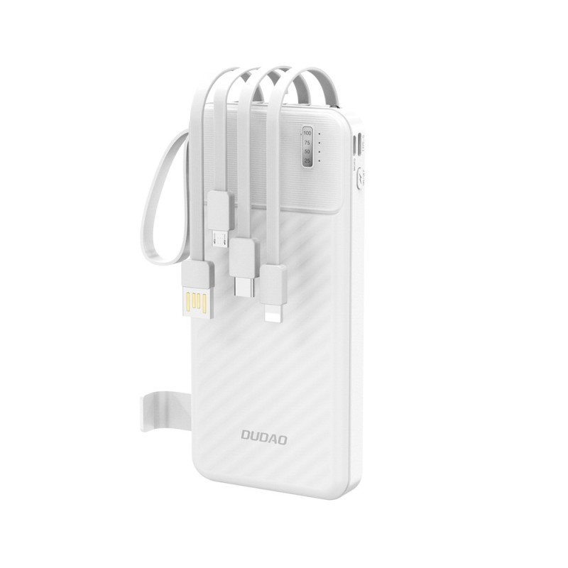 Batterie Externe Powerbank Dudao K11 10000mAh Blanc avec câbles intégrés