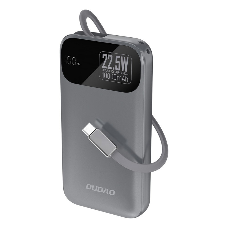 Batterie Externe Powerbank Dudao K31 10000mAh PD 22,5W Gris avec câble intégré