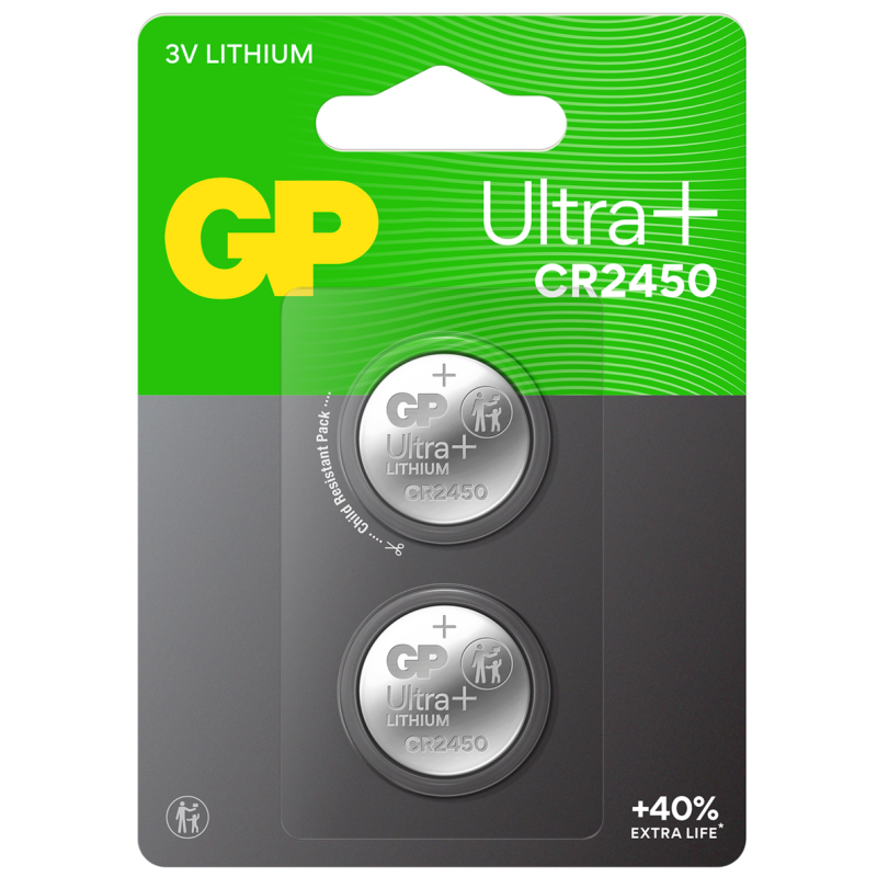 2 Piles CR2450 GP Ultra Plus Bouton Lithium 3V