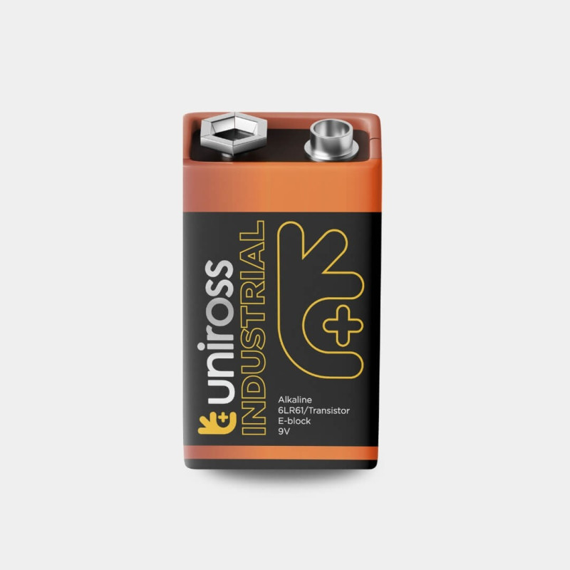 10 Piles Alcalines 9V / 6LR61 Uniross Industrial Pro