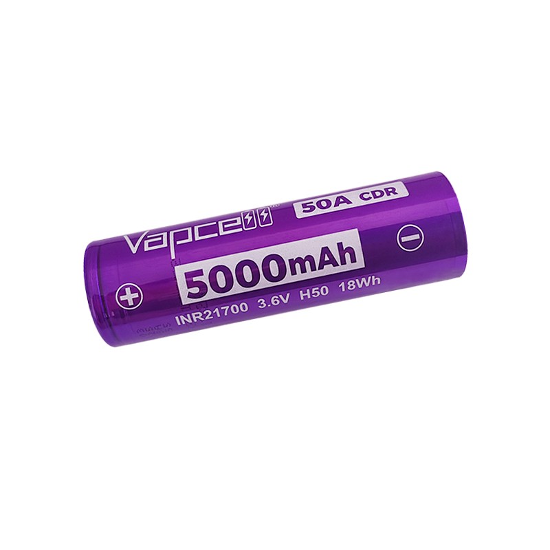 Pile Rechargeable INR21700 H50 Vapcell Li-ion 3,6V 5000mAh 50A