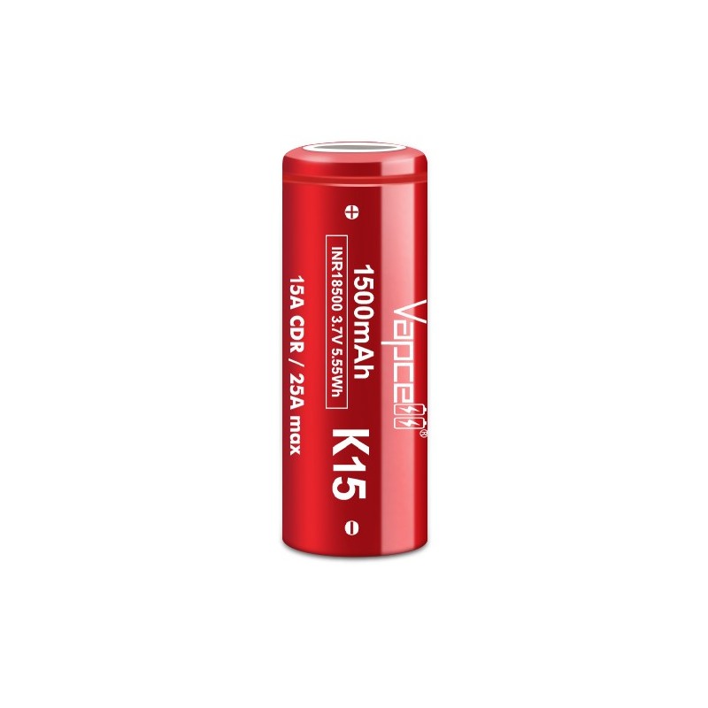 Pile Rechargeable INR18500 K15 Vapcell Li-ion 3,6V 1500mAh 15A