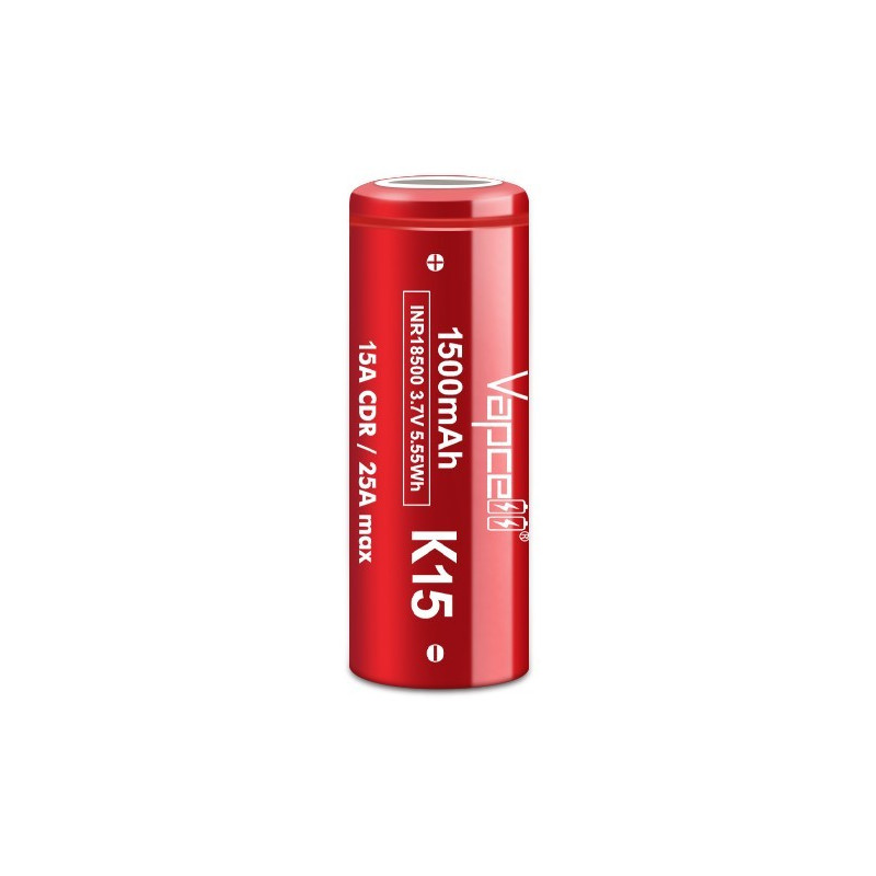 Pile Rechargeable INR18500 K15 Vapcell Li-ion 3,6V 1500mAh 15A