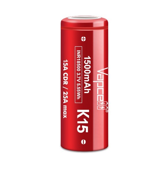Pile Rechargeable INR18500 K15 Vapcell Li-ion 3,6V 1500mAh 15A
