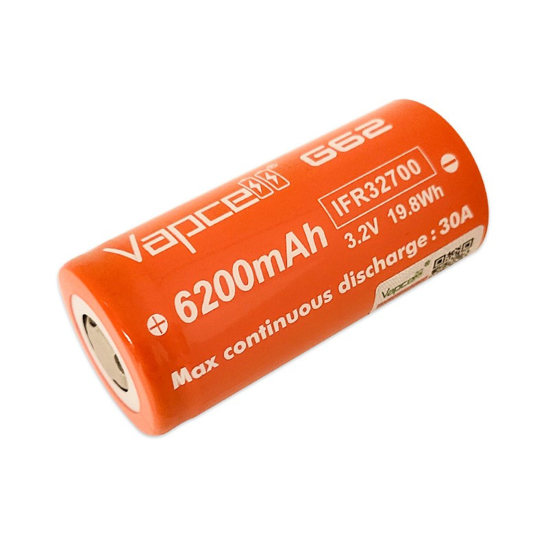 Pile Rechargeable IFR32700 G62 Vapcell LiFePO4 3,2V 6200mAh 30A