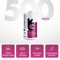 Pile Rechargeable USB-C RCR123 / 16340 Uniross Advanced Li-Ion 3,7V Accu