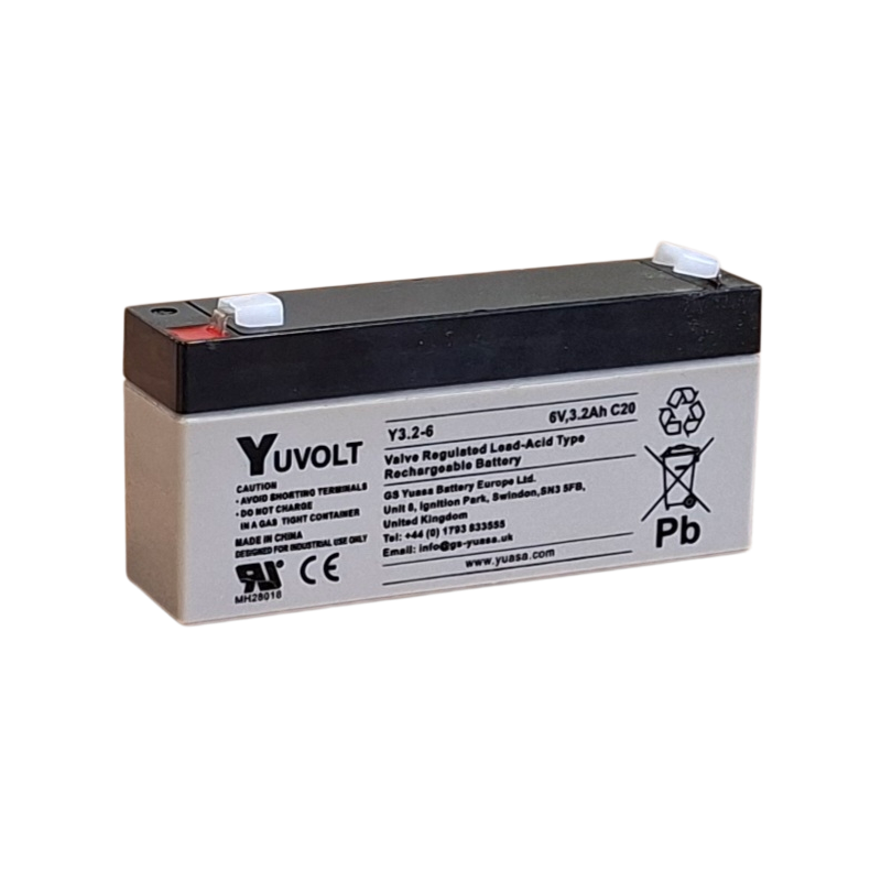 Batterie Plomb Etanche AGM VRLA Y3.2-6 Yuvolt Yucel Yuasa 6V 3.2Ah