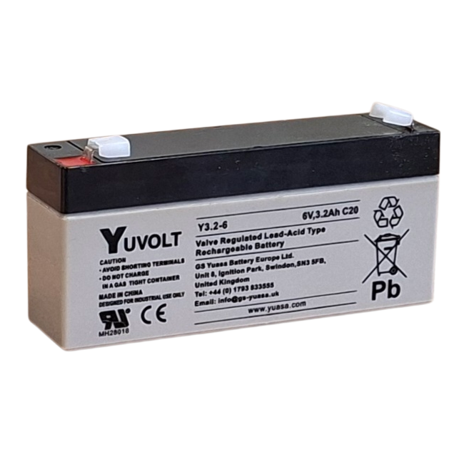 Batterie Plomb Etanche AGM VRLA Y3.2-6 Yuvolt Yucel Yuasa 6V 3.2Ah