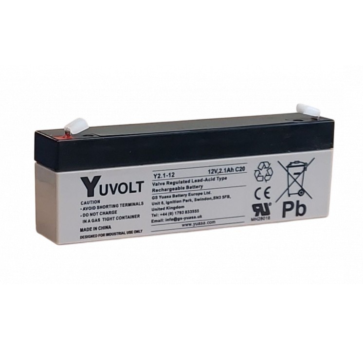Batterie Plomb Etanche AGM VRLA Y2.1-12 Yuvolt Yucel Yuasa 12V 2.1Ah