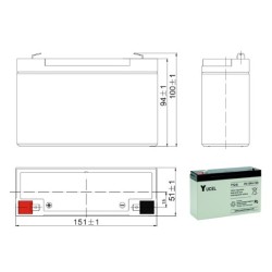 Batterie Plomb Etanche AGM VRLA Y10-6 FR Yuvolt Yucel Yuasa 6V 10Ah