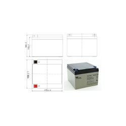 Batterie Plomb Etanche AGM VRLA Y24-12 Yuvolt Yucel Yuasa 12V 24Ah