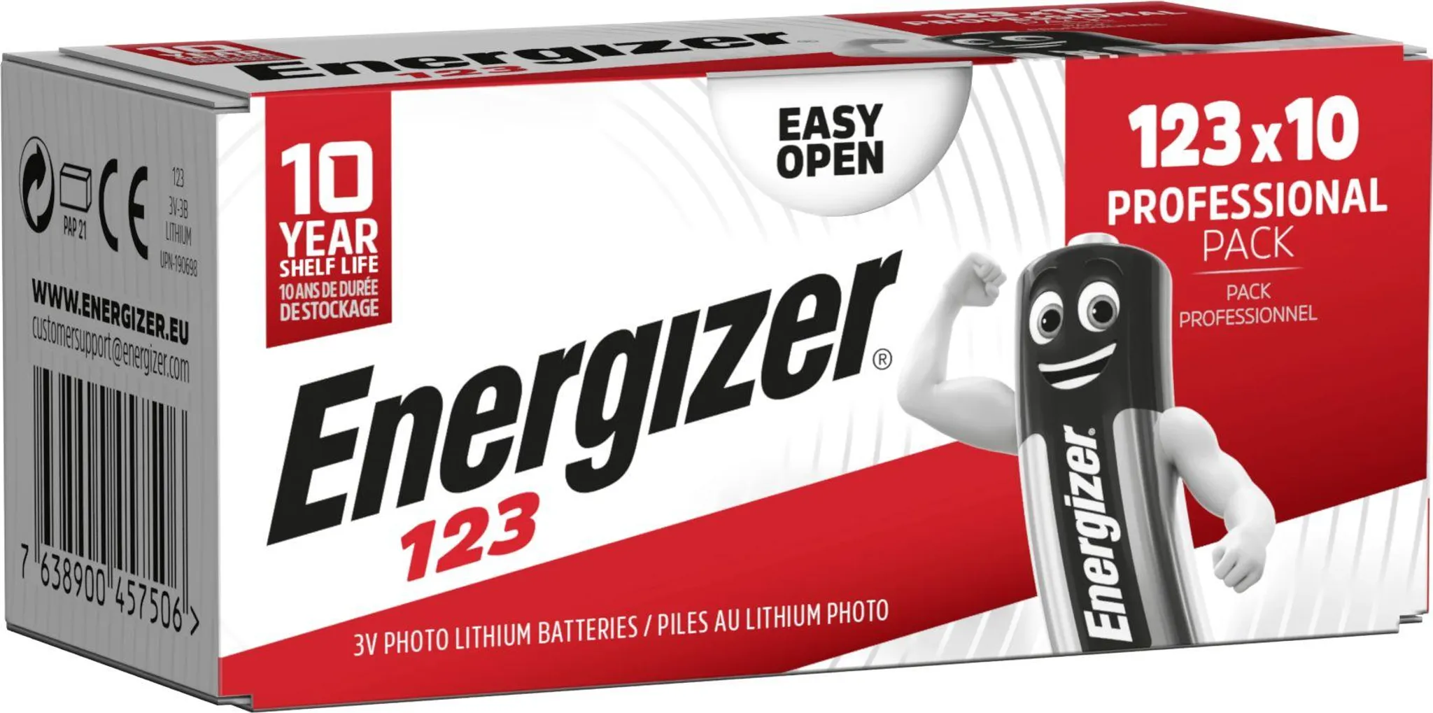 10 Piles 123 Energizer Lithium 3V