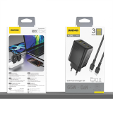 Chargeur Secteur GaN 2x USB-C 1x USB-A 65W Dudao A29C + Câble USB-C - Noir