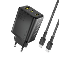 Chargeur Secteur GaN 2x USB-C 1x USB-A 65W Dudao A29C + Câble USB-C - Noir