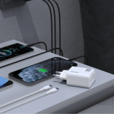 Chargeur Secteur GaN 2x USB-C 1x USB-A 65W Dudao A29C + Câble USB-C - Blanc
