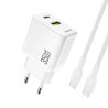 Chargeur Secteur USB-C USB-A PD QC 35W Dudao A27MaxC + Câble USB-C - Blanc