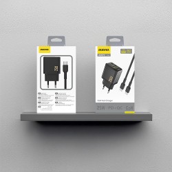 Chargeur Secteur GaN USB-C USB-A PD QC 25W Dudao A26TC + Câble USB-C - Noir