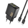 Chargeur Secteur GaN USB-C USB-A PD QC 25W Dudao A26TC + Câble USB-C - Noir