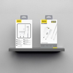 Chargeur Secteur GaN USB-C USB-A PD QC 25W Dudao A26TC + Câble USB-C - Blanc