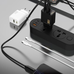 Chargeur Secteur GaN USB-C USB-A PD 30W Dudao A27TC + Câble USB-C - Blanc