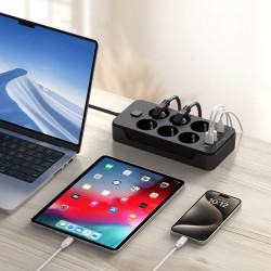 Multiprise 2m 6x Secteur 240V + 3xUSB-A + 3xUSB-C Tech-Protect PC6X6