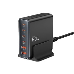 Station de Charge GaN 4xUSB-C 2xUSB-A PD80W QC3.0 Tech-protect DC80W-GAN