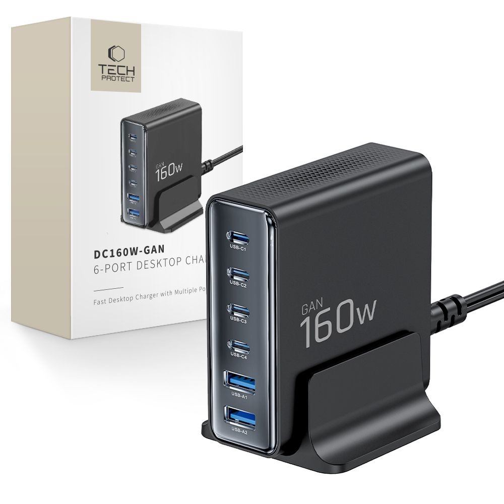 Station de Charge GaN 4xUSB-C 2xUSB-A 160W Tech-Protect DC160W-GAN