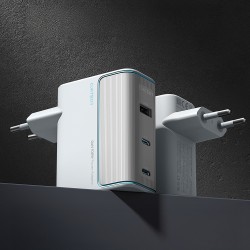 Chargeur Secteur GaN 2x USB-C 1x USB-A 100W Cuktech AD1003EU + Câble USB-C - Blanc