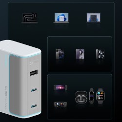 Chargeur Secteur GaN 2x USB-C 1x USB-A 100W Cuktech AD1003EU + Câble USB-C - Blanc