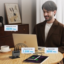Chargeur Secteur GaN 2x USB-C 1x USB-A 100W Cuktech AD1003EUG + Câble USB-C - Gris