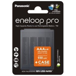 4 Piles Rechargeables AAA / HR03 930mAh Panasonic Eneloop Pro + Boite Stockage BK-4HCDEC