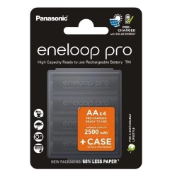 4 Piles Rechargeables AA / HR06 2500mAh Panasonic Eneloop Pro + Boite Stockage BK-3HCDEC
