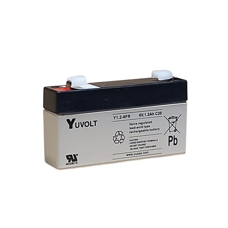 Batterie Plomb Etanche AGM VRLA Y1.2-6FR Yuvolt Yucel Yuasa 6V 1.2Ah