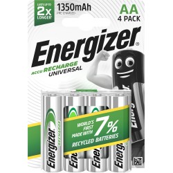 4 Piles Rechargeables AA / HR6 1350mAh Energizer Universal