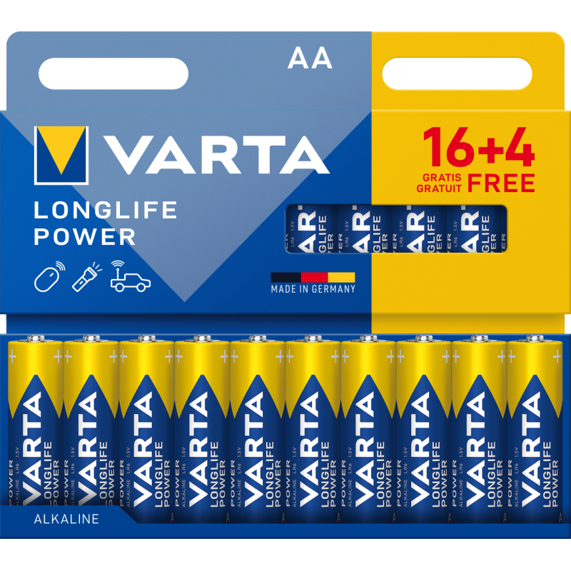 16+4 Piles Alcalines AA / LR6 Varta LongLife Power