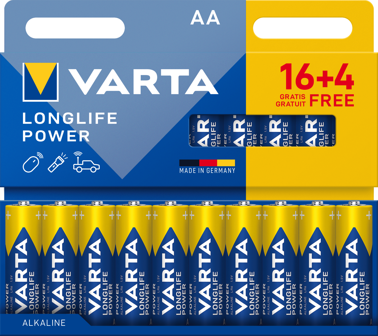 16+4 Piles Alcalines AA / LR6 Varta LongLife Power