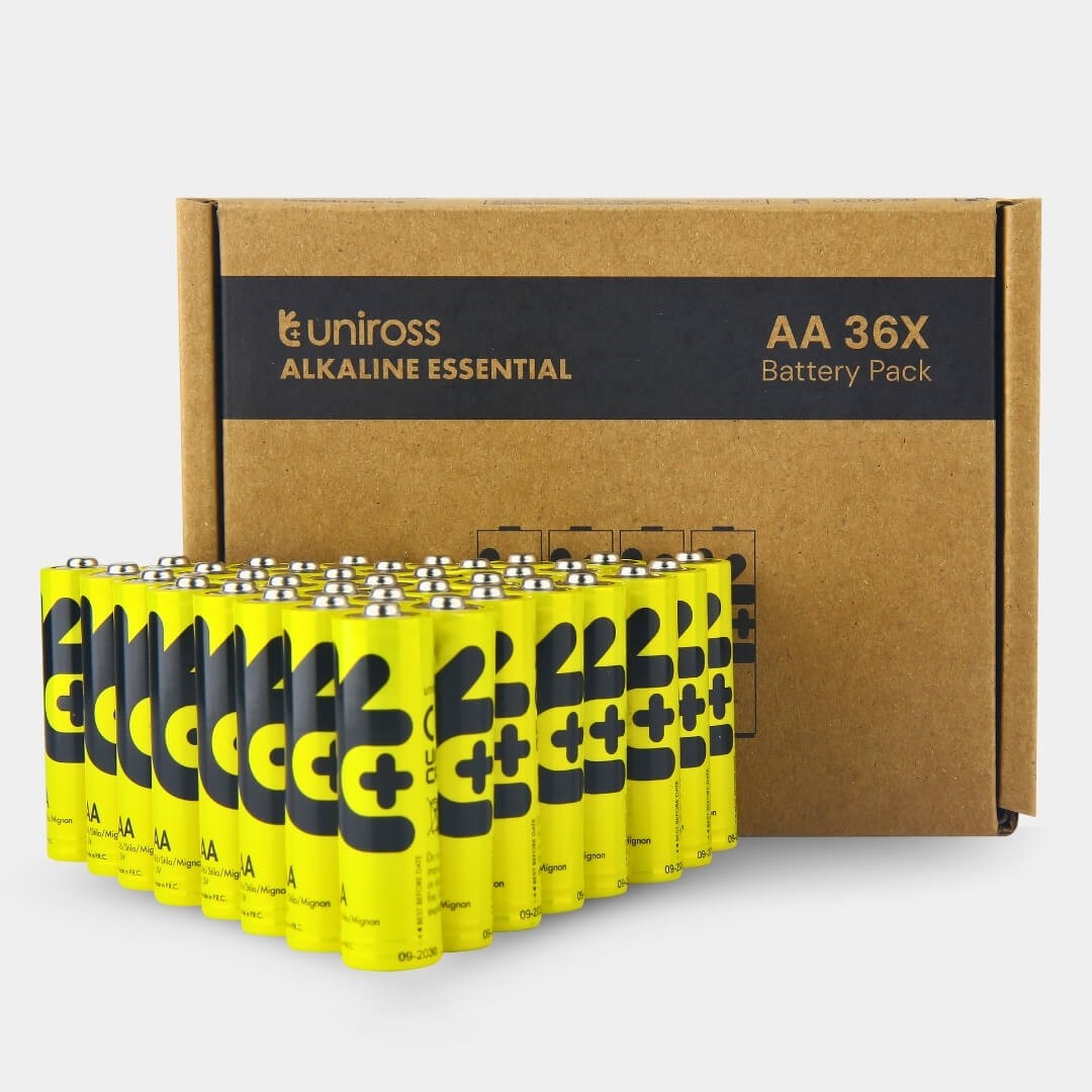 36 Piles Alcalines AA / LR6 Uniross Essential