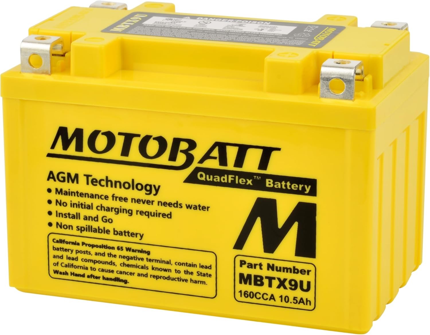 Batterie AGM MBTX9U Motobatt QuadFlex 12V 10.5Ah 160A
